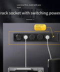 Hassle Free Wall Mounted Power Track Strip Featuring Slide Rail Sockets, Zero Drill Installation For Kitchen Or Bathroom, Smart Switch With Led Indicator, 90 Cm Modern Residential Electrical Upgrade with multiple sockets.