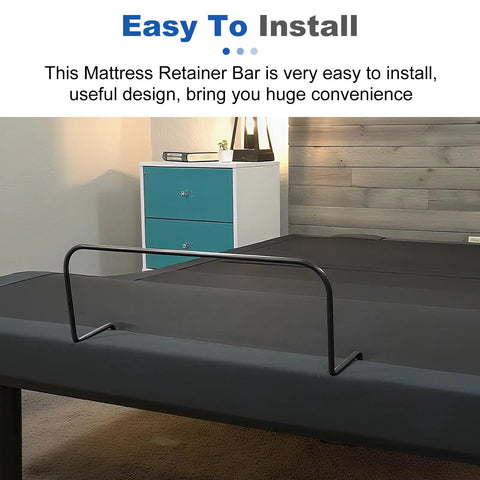 Heavy Duty 19 Inch Mattress Retainer Bar Compatible With Tempur Pedic Ergo Adjustable Base keeps mattress locked down on a bed frame.