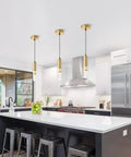 Gold Finish Pendant Light Fixtures 3 Pack LED Pendant Lights For Kitchen Island And Bar Hanging in modern kitchen