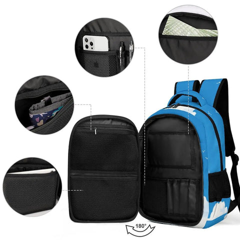 Free As A Bird Printed Unisex Backpack with open compartments, large capacity, durable polyester, smooth zipper
