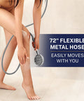 Person using Solid Metal Dual Shower Head Combo Chrome 8 Inch Rainfall High Flow With Handheld Shower Head 6 Ft Hose
