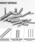 50 Pack 3x30mm Dowel Pins In 304 Stainless Steel For Metal Machinery And Wood DIY Projects, cylindrical silver tone pins.