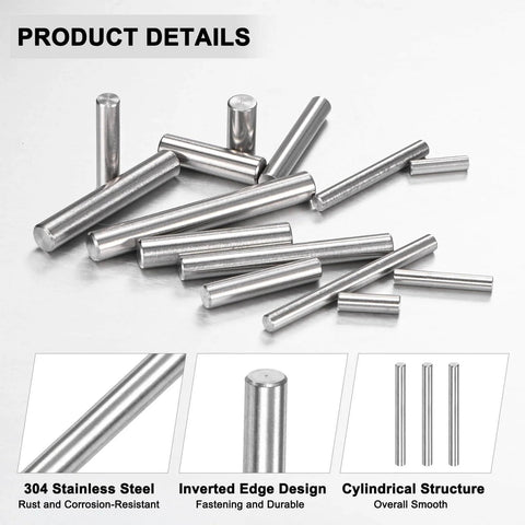 50 Pack 3x30mm Dowel Pins In 304 Stainless Steel For Metal Machinery And Wood DIY Projects, cylindrical silver tone pins.