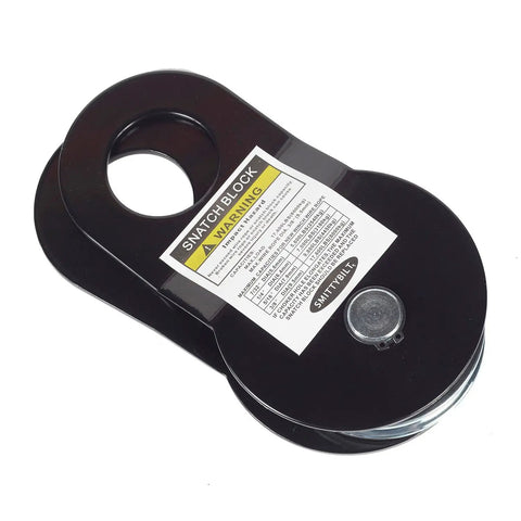 Beefy Heavy Duty Snatch Block For Winches 17,600 Lb Capacity Universal Fit Seven Thirty Two To Three Eighths Inch Cable Greasable Bearing Black Powder Coat Off Road Recovery Tool black snatch block with cable pulley