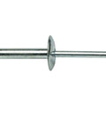 Heavy Duty Workhorse Large Flange Pop Rivets 1/4 X 3/4 Inch Zinc Coated Steel Twenty Five Pack side view of rivet