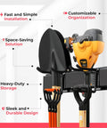Beefy Garage Wall Organizer With Dual Layer Hooks, 48 Inch Carbon Steel Tool Rack, 300 Lb Capacity, Wall Mount Holder For Shovels