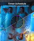 Couple in a bedroom with 25ft Smart LED Strip Lights For Bedroom RGB Color Changing With Music Sync Alexa Compatible App Remote And Voice Control