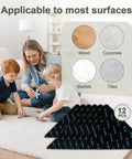 12 Pack Rug Grip Pads For Hardwood Floors And Tiles Non Slip Rug Grippers shown with wood, concrete, marble, and tiles