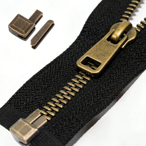 Go To Zipper Bottom Stopper Kit Set With Latch Slider Retainers And Insertion Pins For Coats Jackets And Bags Includes 4 Size Options 3 5 8 10 Bronze Metal Zipper Repair Parts For DIY Sewing Fasteners Replacement