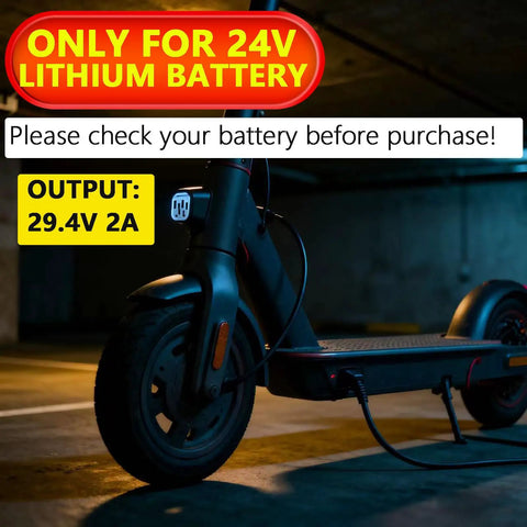 24V Lithium Battery Charger for Electric Scooters and Skateboards Dope 29.4V 2A Fast Replacement With 7 In 1 Plugs Smart LED Indicators And Multi Protection Safe For 24V Lithium Batteries Compatible With GoTrax Razor Ninebot