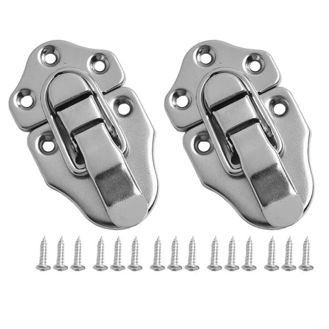 Heavy Duty Antique Iron Duckbill Toggle Latch Silver Hardware Adds Rustic Vibes And Solid Security To Vintage Wood Cabinet Switches For A Cool Vintage Look. Two silver iron latches with screws