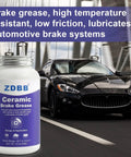 Ceramic Brake Lubricant For Caliper Pins High Temp Synthetic Brake Lube 8Oz Bottle with Car Background