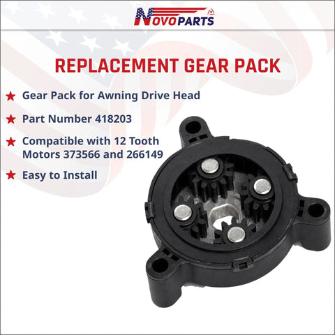 RV Awning Drive Head Gear Pack Compatible With 373566 And 266149 Drop In Replacement