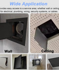 Custom Sized Black Drywall Access Panel With Slick Touch Latch And Heavy Duty Aluminum Frame For Ceilings Walls Quick Flush Install For Hidden Plumbing Electrical Work No Sweat Setup in wall and ceiling applications.