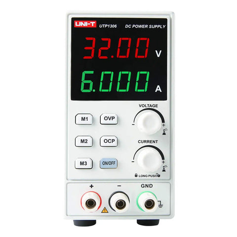 Variable DC Power Supply For Bench Use With 32V 6A Output OVP OCP OTP Protection 4 Digit LED Display Front View UTP1306