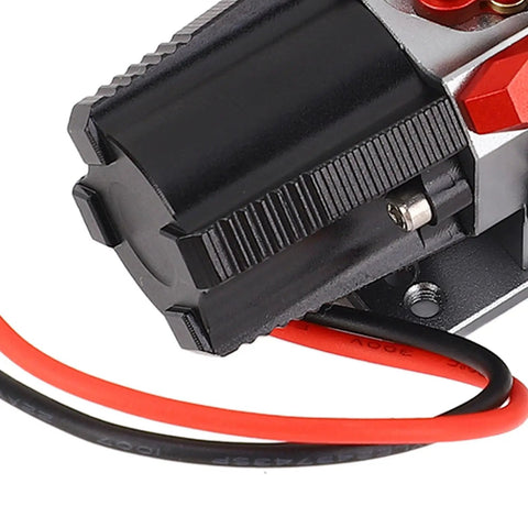 Close-up of Rock Solid CNC Dual Motor Winch for RC Cars, showcasing the motor and wiring for serious tow power and recovery.