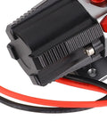 Detailed view of the dual motor unit for 1/10 scale RC winch, highlighting its alloy body and power connection.