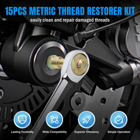 Beefy 15 Piece Metric Thread Chaser Set Master Thread Repair Kit including tool repairing a mechanical part