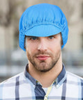 Slick Blue Anti Static Cap Set Made For Cleanroom Tasks And Factory Floors Featuring A Breathable Mesh Build on model outdoors.