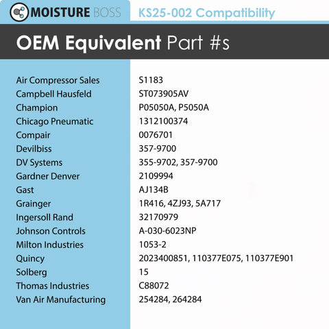 OEM Compatible Air Compressor Intake Filter For 5 Micron Dirt Defense, 35 CFM Flow, 4.38 Inch OD By 2.31 Inch Tall chart