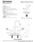 Commercial Two Handle Bar Or Pantry Faucet With Wing Handles 1.5 Gpm Chrome Finish diagram with dimensions and specifications.