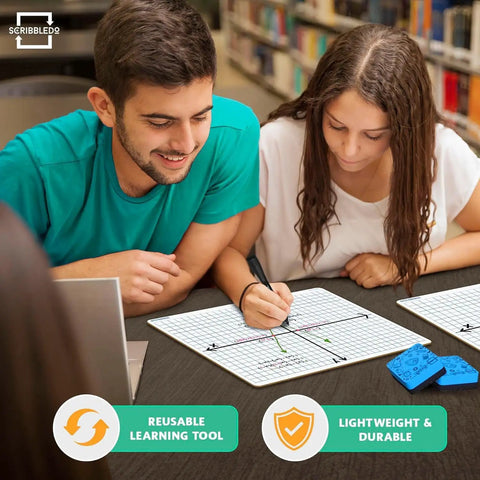 Students using Dry Erase XY Axis Graph Lap Boards Set 9x12 Inches Double Sided Whiteboards For Students And Classrooms Includes 24 Erasers