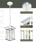 Porch Sidekick Outdoor Pendant Light For Porch And Gazebo with white aluminum housing and clear glass shade, UL listed