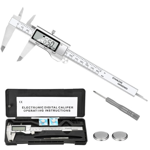 Handy Digital Caliper Measuring Tool With Large LCD Screen 6 Inch 150mm Stainless Steel Vernier Caliper in case with accessories