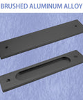 2 Pack 7 Inch Flush Pulls For Barn Doors Recessed Handle With Slim Rectangular Profile Ideal For Sliding Pocket Doors And Cabinet Doors Matte Black Finish Durable Stainless Steel Construction Includes Mounting Holes And Groove Dimensions