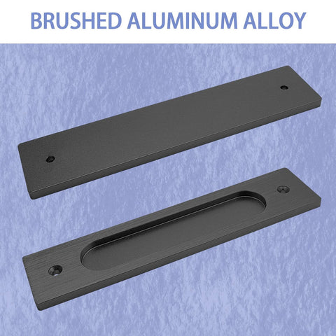 2 Pack 7 Inch Flush Pulls For Barn Doors Recessed Handle With Slim Rectangular Profile Ideal For Sliding Pocket Doors And Cabinet Doors Matte Black Finish Durable Stainless Steel Construction Includes Mounting Holes And Groove Dimensions