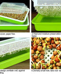 Soil-Free Seed Sprouter Tray With Lid BPA Free PP Material Big Capacity Sprouting Kit for Wheatgrass and Seeds No Soil Needed