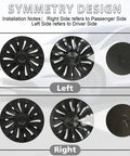 Tesla Model Y Wheel Covers 19 Inch 4 Piece Set Sleek Rim Guards showing left and right side designs for easy installation.