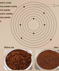 Before and after espresso coffee grind distribution using the 58 Mm Espresso Tamper Kit With Fine Wdt Needle Tool.