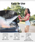 Woman using Three Pack Fire Extinguishers For Home, Kitchen, Car, And Boat With Mounting Brackets on a car engine fire