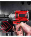 Gangsuqd Brushless Cordless Impact Wrench With High Torque Electric Power Tool being used on a metal surface, handheld design.