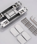 Ultra Slick 180 Degree Folding Zinc Alloy Door Hinge For Cabinets And Cupboards Adjustable Cross Invisible Hinge With Silver Finish Heavy Duty