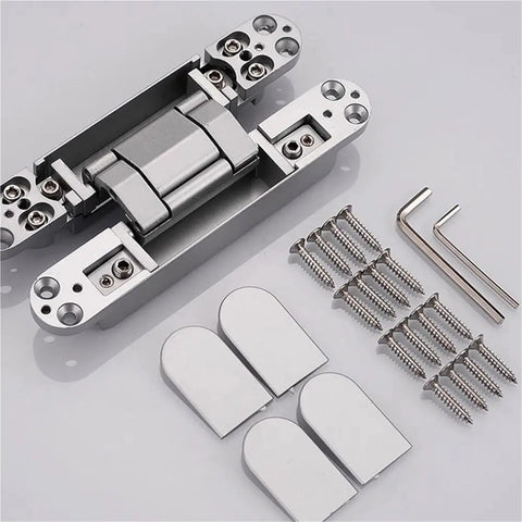 Ultra Slick 180 Degree Folding Zinc Alloy Door Hinge For Cabinets And Cupboards Adjustable Cross Invisible Hinge With Silver Finish Heavy Duty