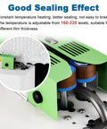 Close-up of Straight Up Heavy Duty Air Cushion Maker Slick Self Sealing Packer, showing adjustable temperature control, suitable for various films.