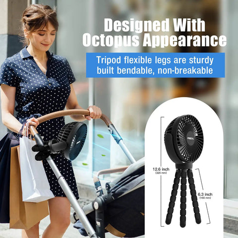 20000mAh 8 Inch Portable Clip On Fan With Lights Battery Powered USB Desk Personal Quiet Fan on stroller handle