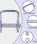 Two Piece Leaf Spring Clamp Kit Fits Up To Three Inch Wide Leaf Springs Locks Springs Together For Stabilizing And Boosting Axle Torque Control For Trucks Campers And Tow Rigs, showing steel U-bolt and frame plate with nuts.