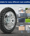 Rear Wheel Assembly For Razor MX500 MX650 SX500 Mini Dirt Rocket Bike displayed with various road condition icons
