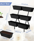 Vertical Raised Garden Bed With Six Planter Boxes, Freestanding Metal Frame, Elevate Your Herb Garden With Water Drainage, Patio Ready For Balcony Or Backyard, Black