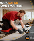 Man using All Day Comfort Heavy Duty Rolling Knee Creeper With Seat And Chest Support, 300 Lbs Capacity, Aluminum Frame