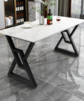 Heavy Duty Metal Desk Legs Built Tough As Nails Industrial Table Frame With Rubber Floor Pads For Adjustable Standing Desk Workbench And Home Shop Furniture Rig, modern design with marble top and black steel legs.