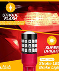 Two Pack T25 3157 LED Strobe Brake Lights Bulbs Red Flashing Stop Lamps 12V Wedge Style 2835SMD with Smart IC Driver