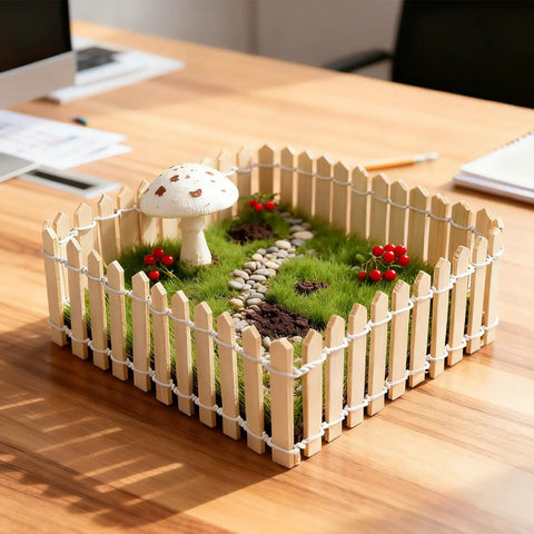 Miniature Garden Fence And Grass Set 35 Inch Wooden Picket Gate With 6 By 6 Inch Realistic Fake Grass Mat All In One Sweet DIY Garden Decor Kit For Adults Perfect For Model Landscapes And Tabletop Fairy Garden Projects