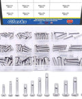 96-Piece Stainless Steel Clevis Pin Assortment Kit With Flat Head Single Hole Pins 304 Grade 12 Sizes From M3 To M5 visible in box