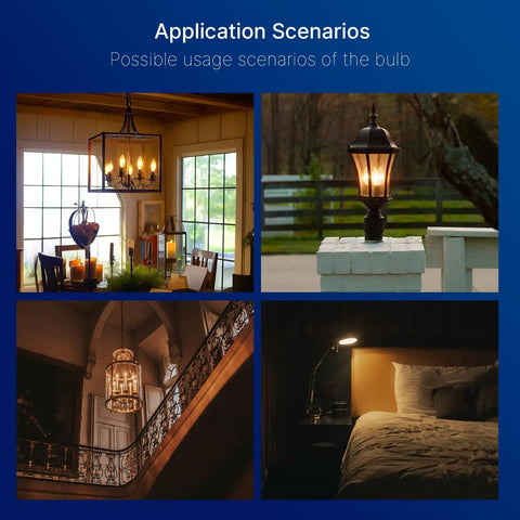 LED Candelabra Bulbs 40W Equivalent B11 E12 Small Base Chandelier Bulbs, 2200K Warm White, Dimmable, Amber Glass Finish in home settings