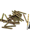 25 Pack 1/4-20 X 2 Inch Hanger Bolts With Rust Proof Zinc Finish Includes Steel Driver And HSS Drill Bit set with double ended screws.