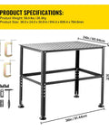 Heavy Duty Steel Welding Table And Workbench 36 By 24 Inches Featuring An 800 Pound Capacity with clamps and specifications.